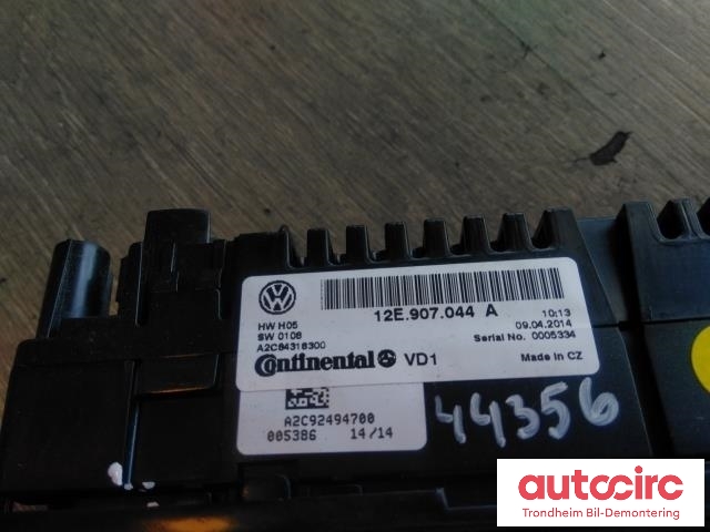Varmeapparat betjening til VW E-Up 2013-2019  (CONTINENTAL|12E907044A|A2C92494700|12E907044B)