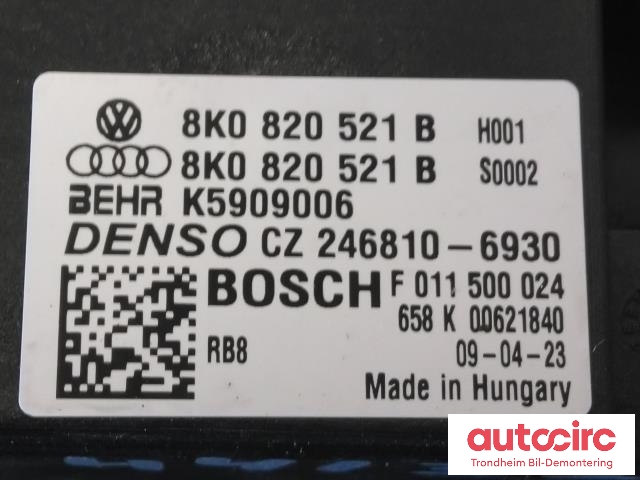 Varmeapparat motstand til Audi Q5 2008-2012 (Type I, Fase 1) (BOSCH|8K0820521B|F011500024|CZ246810-6930)