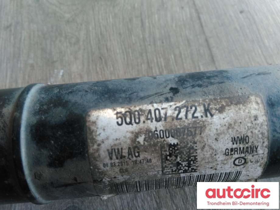 Drivaksel høyre foran, diesel/manuell til Škoda Octavia 2013-2016 (Type III, Fase 1)  (..|5Q0407272K|5Q0407272EQ|5Q0407452X)