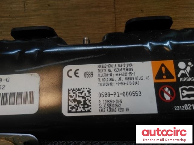 Airbag kne til Tesla Model S 2013-2016 (Fase 1)  (HØYRE SIDE|1005260-00-G|)
