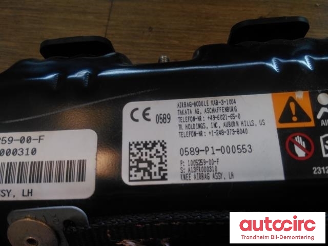 Airbag kne til Tesla Model S 2013-2016 (Fase 1)  (VENSTRE SIDE|1005259-00-F|)