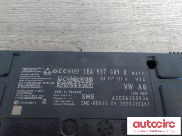 Styreenhet (SAM - Signal Acquisition Module) til VW ID.3 2020-->>  (CONTINENTAL|1EA937089D|1EA937089A|1EA937089L| A3C06185904)