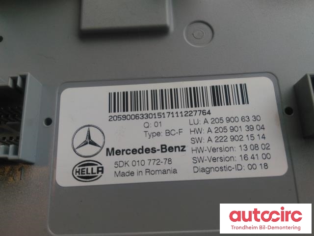 Styreenhet comfort (BCM) til Mercedes GLC 2015-2022 (X253) (X253) (HELLA|A2059006330|5DK010772-78|)