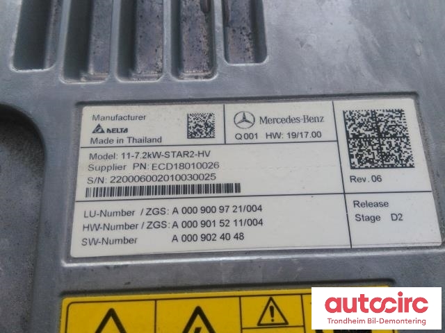 Inverter elbil til Mercedes EQV 2020-->> (W447) (W447) (DELTA|A0009009721|ECD18010026|)