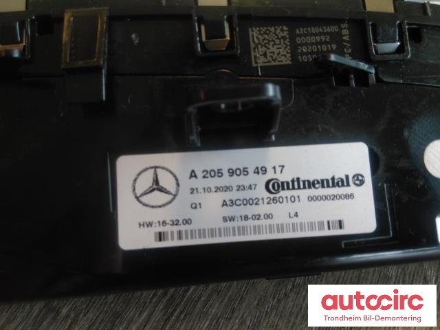 Varmeapparat betjening til Mercedes EQV 2020-->> (W447) (W447) (CONTINENTAL|A2059054917|A3C0021260101|)