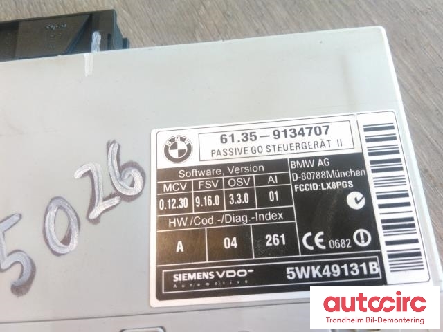 Styreenhet diverse til BMW X5 2007-2013 (E70) (E70) (SIEMENS VDO|9134707|5WK49131B|61359134707)