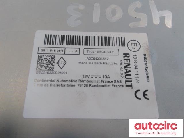 Bilstereo diverse til Renault Zoe 2013-2019 (Fase 1)  (..|281151536R|A2C94304512|)