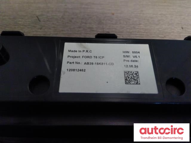 Bilstereo navigasjon betjeningspanel til Ford Ranger 2012-2015  (FORD|AB39-18K811-CD|AB39-18K811-CF|5263192)