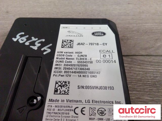 Styreenhet diverse til Jaguar I-PACE 2018-->> (LG|J8A2-70718-CY|T2R52950|J8A270718CAA)