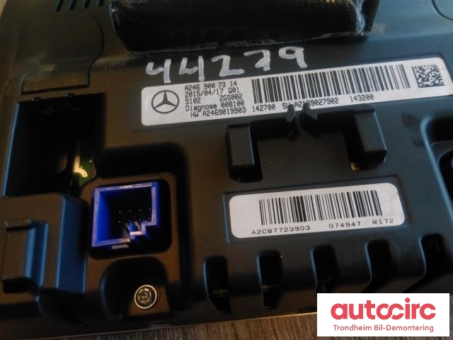 Instrument kjørecomputer til Mercedes CLA 2013-2019 (C117) (C117) (TIL BIL UTEN NAVIGASJON|A2469007314|A2C87723903|A2469007018)