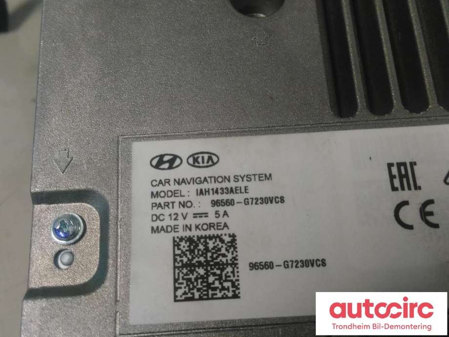 Bilstereo navigasjon til Hyundai Ioniq Electric 2019-->> (Fase 2)  (INFINITY|96560-G7230VCS|96560G7230VCS|IAH1433AELE)