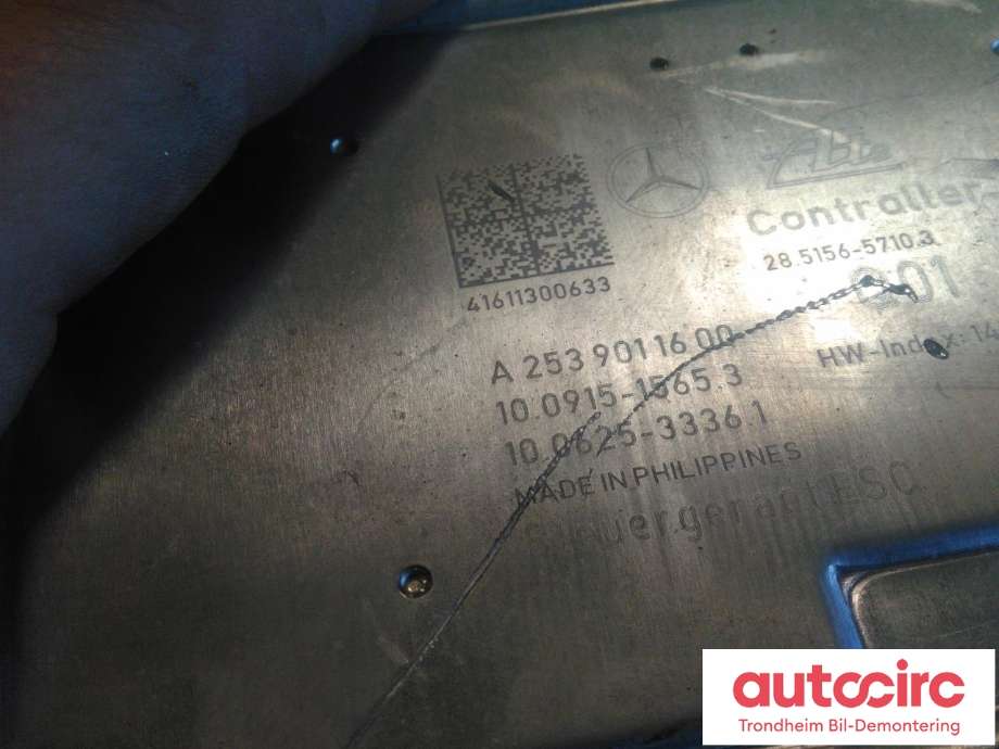 ABS sentral til Mercedes C-Klasse 2014-2018 (Fase 1) (W205) (W205) (ATE|A2534313200|A2539011600|A2534310912| A2534311500| 10.0221-0052.4| 10.0915-1565.3| 10.0625-3336.1)