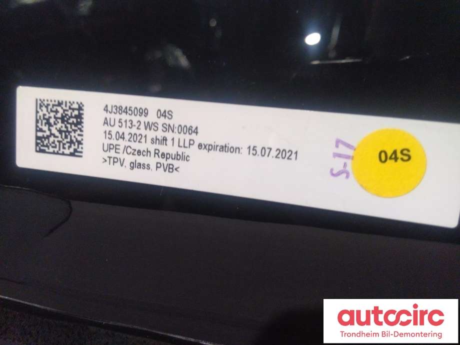 Frontrute til Audi e-tron GT 2021-->> (SAINT-GOBAIN SEKURIT|4J3 845 099|)