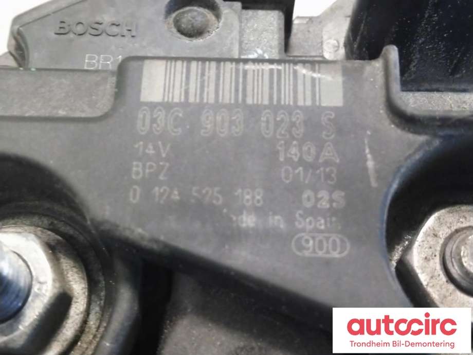 Dynamo til VW Tiguan 2011-2016 (Type I, Fase 2)  (BOSCH|03C903023S|03C903024K|03C 903 024 K| 03C 903 023 S| 0124525188)