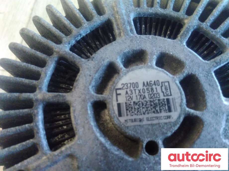 Dynamo diesel til Subaru Impreza 2008-2012 (Type III)  (DEFEKT FRIHJUL MÅ BYTTES|23700AA640|A3TX0581|)