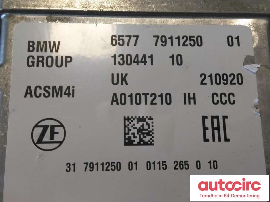 Styreenhet airbag hovedsensor til BMW i3 2013-2022  (ZF|7911250|13044110|65777911250)