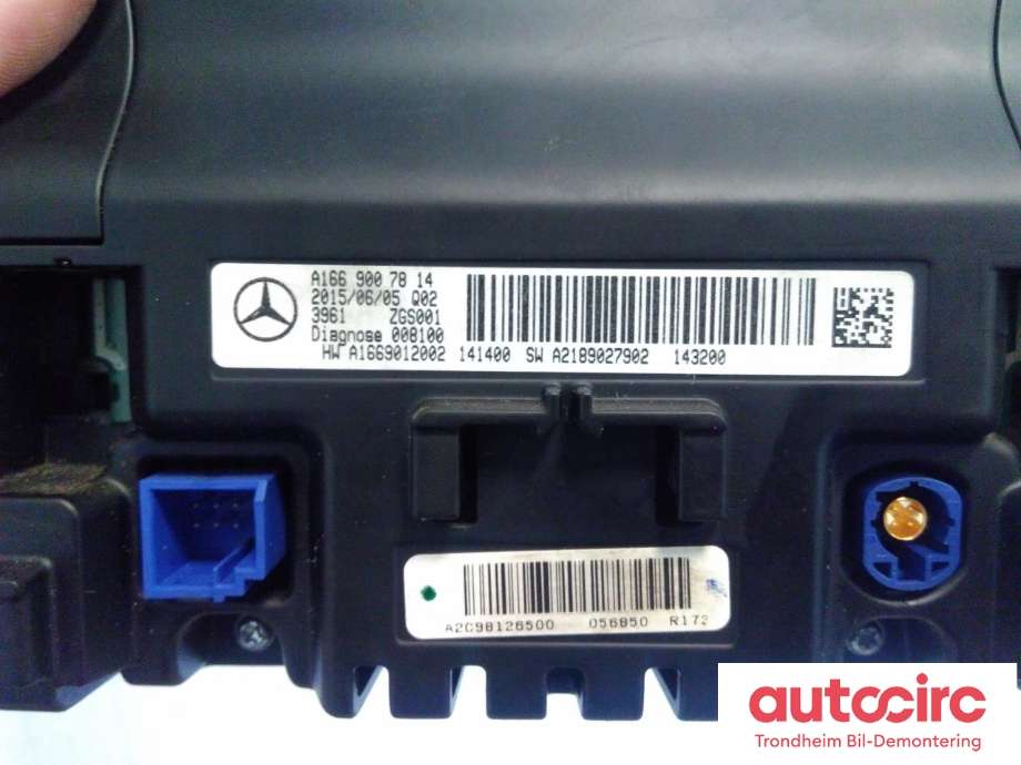 Bilstereo navigasjon skjerm til Mercedes B-Klasse, electric drive 2014-2018 (W242) (W242) (...|A1669007814|A2C98126500|)