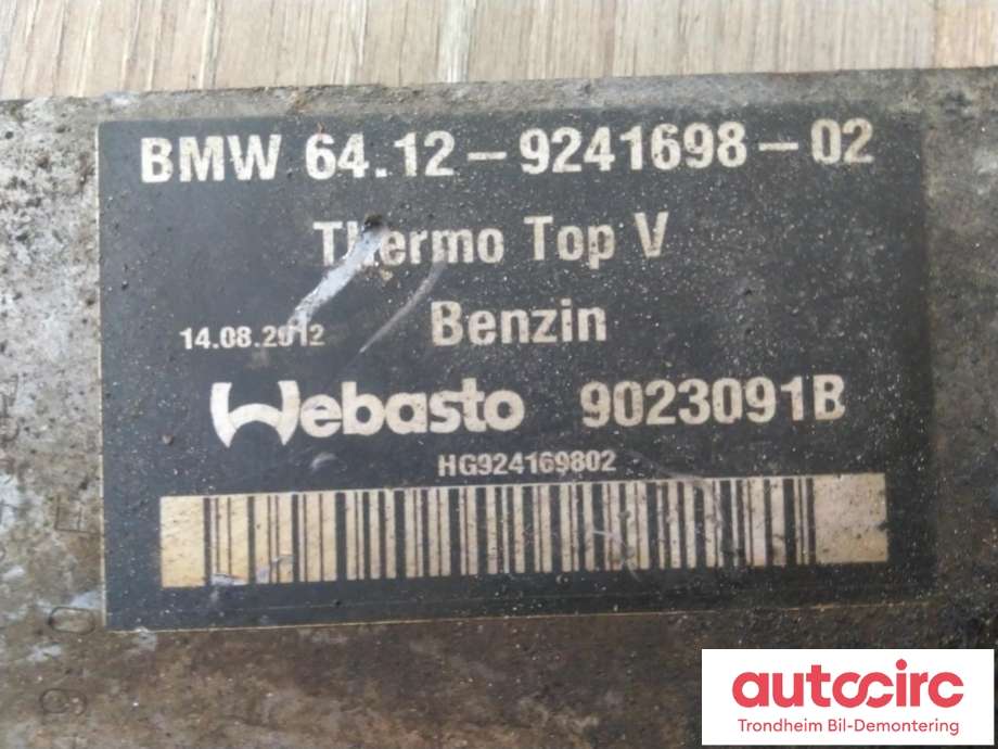Bensinvarmer til BMW 5-Serie 2010-2017 (F10/F11) (F10/F11) (WEBASTO|9241698|64129242144|64 12 9 242 144| 6412-9241698-02)