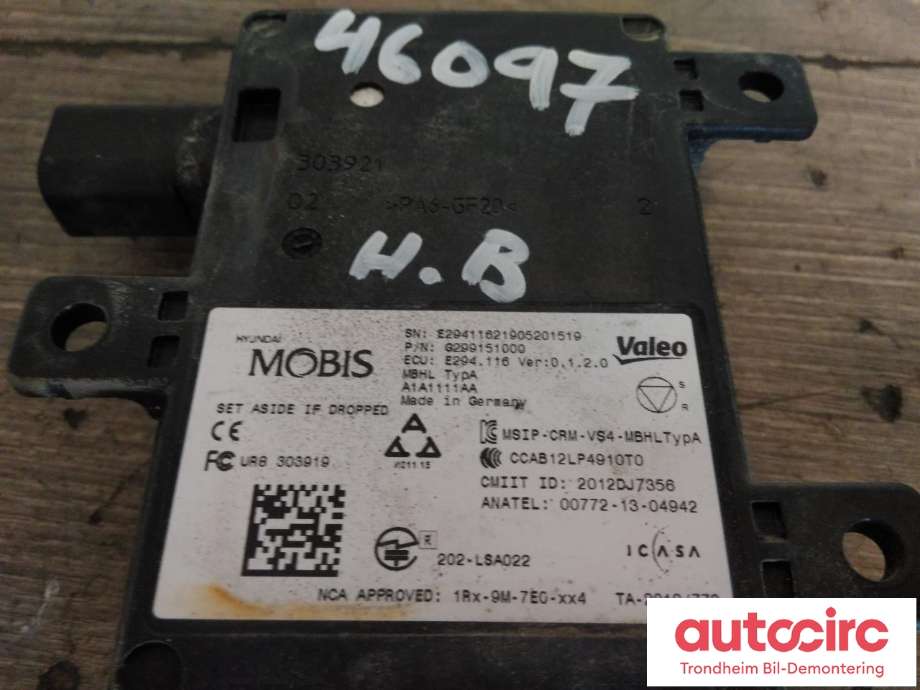 Sensor blindsone til Hyundai Ioniq Electric 2016-2019 (Fase 1)  (MOBIS/VALEO|G299151000|99150G2000|00772-13-04942)