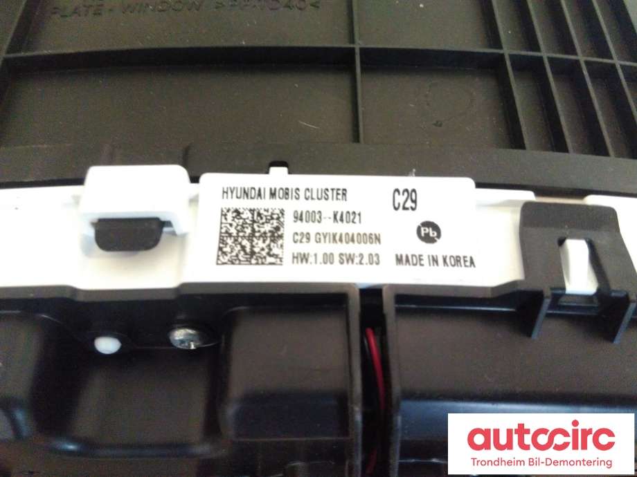 Instrumentpanel til Hyundai Kona 2017-2021 (Type I, Fase 1)  (MOBIS|94003-K4021|94003K4021|)