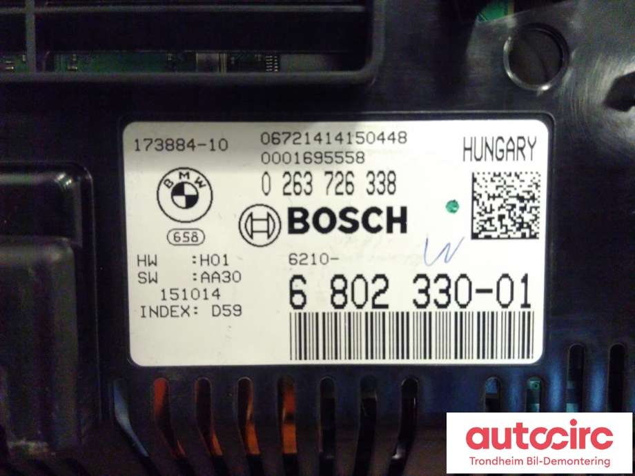 Instrumentpanel til BMW 5-Serie 2010-2017 (F10/F11) (F10/F11) (BOSCH|6802330|0263726338|62106805243| 62108795224)