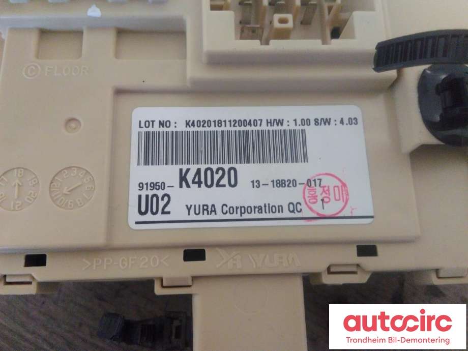 Sikringsboks til Hyundai Kona 2017-2021 (Type I, Fase 1)  (YURA CORPORATION|91950-K4020|91950K4020|)