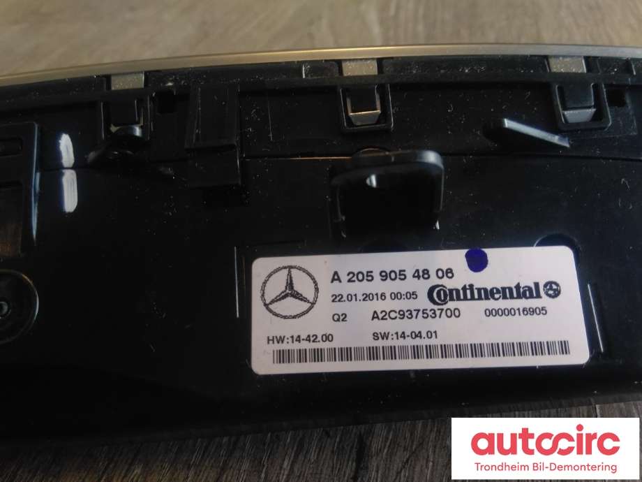 Varmeapparat betjening til Mercedes C-Klasse 2014-2018 (Fase 1) (W205) (W205) (CONTINENTAL|A2059054806|A2059058205|A2059058913)