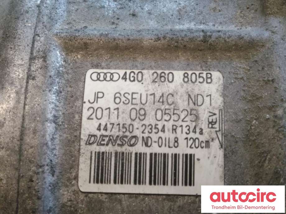 Aircondition kompressor til Audi A6 2011-2014 (Type IV, Fase 1) (C7) (C7) (DENSO|4G0260805B|447150-2354|)