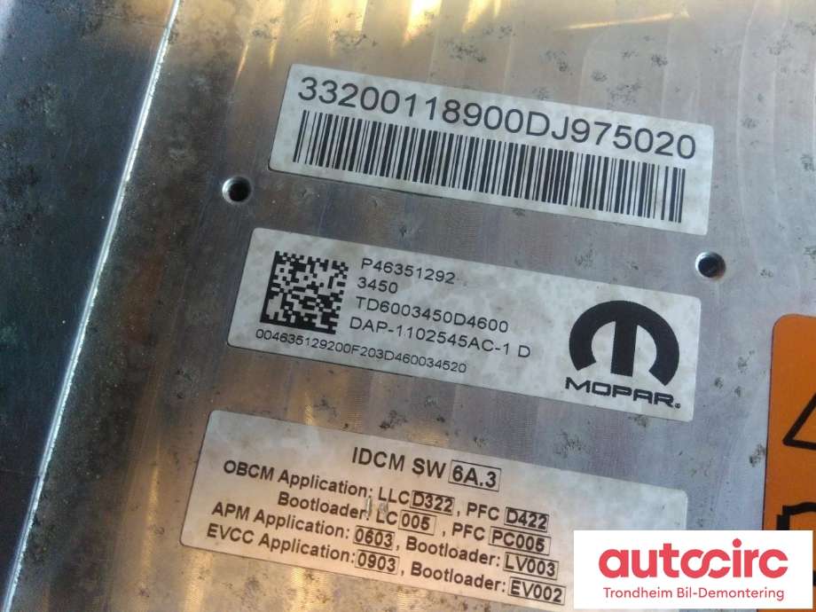 Batterilader (OBC - On Board Charger) til Fiat 500 2021-->> (OBC + INVERTER|46351292|6000631973|46353528| 6000630481)