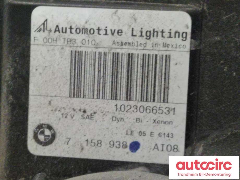 Frontlykt høyre xenon til BMW X5 2007-2013 (E70) (E70) (AUTOMOTIVE LIGHTING|7158938|63117289002|F00HTB3010)