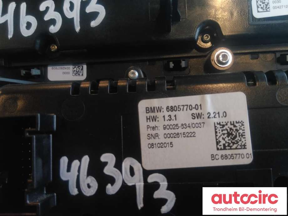 Varmeapparat betjening til BMW 5-Serie 2010-2017 (F10/F11) (F10/F11) (PREH|6805770|90025-634|61319328425)