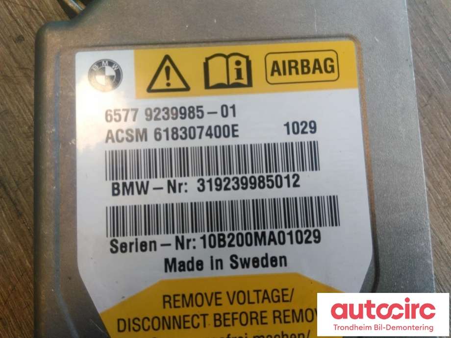Styreenhet airbag hovedsensor til BMW 5-Serie 2010-2017 (F10/F11) (F10/F11) (ACSM|9239985|65779266329|65 77 9 266 329| 618307400E)