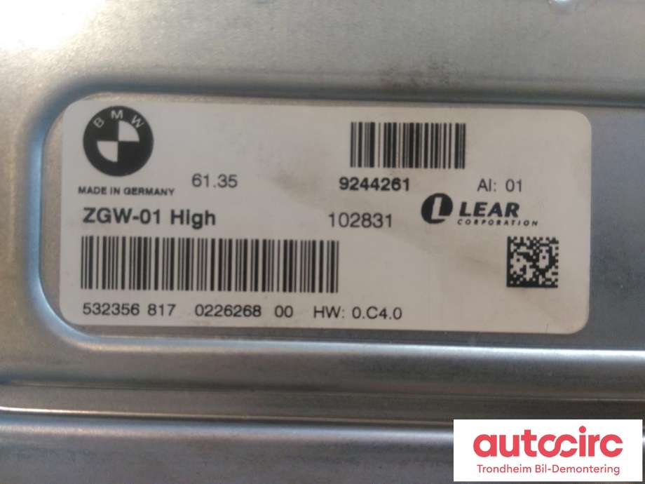 Styreenhet diverse til BMW 5-Serie 2010-2017 (F10/F11) (F10/F11) (LEAR|9244261|61.35-9244261-AI01|61359322532| 532356817)