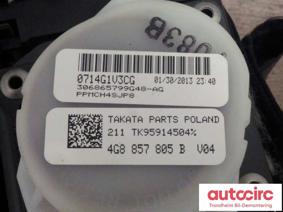 Sikkerhetsbelte bak høyre til Audi RS6 2013-2018 (TAKATA|4G8857805B|4G8857805D|4G8857805G)