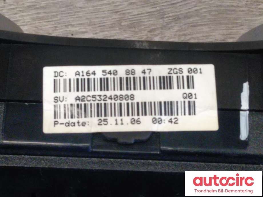 Instrumentpanel til Mercedes GL 2006-2012 (X164) (X164) (..|A1645408847|A2C53240808|)