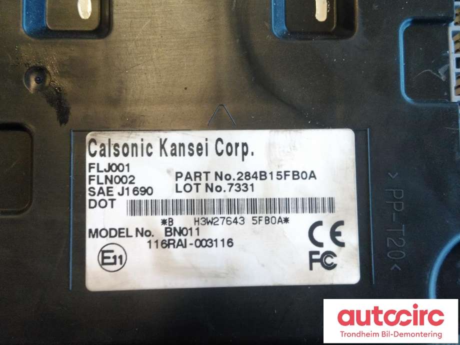Styreenhet comfort (BCM) til Nissan Micra 2017-->> (K14) (K14) (CALSONIC KANSEI|284B15FB0A|)