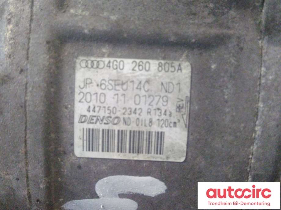 Aircondition kompressor til Audi A7 2010-2014 (Type I, Fase 1)  (DENSO|4G0260805A|447150-2342|)