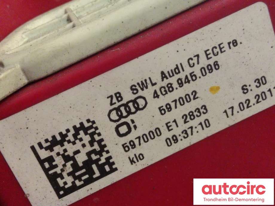 Baklykt høyre ytre til Audi A7 2010-2014 (Type I, Fase 1) (..|4G8945096|)