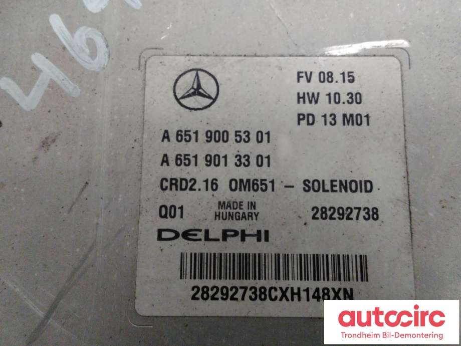 Styreenhet motor til Mercedes C-Klasse 2007-2011 (Fase 1) (W204) (W204) (DELPHI|A6519005301|28292738|A6519013301| A 6519003902)