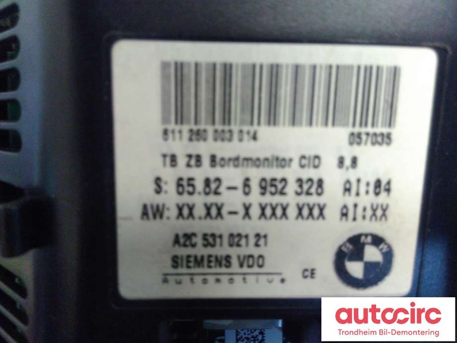 Bilstereo navigasjon til BMW M5 2005-2010 (E60) (E60) (STOR NAVI 8,8 TOMMER|65826952328|A2C53102121|)