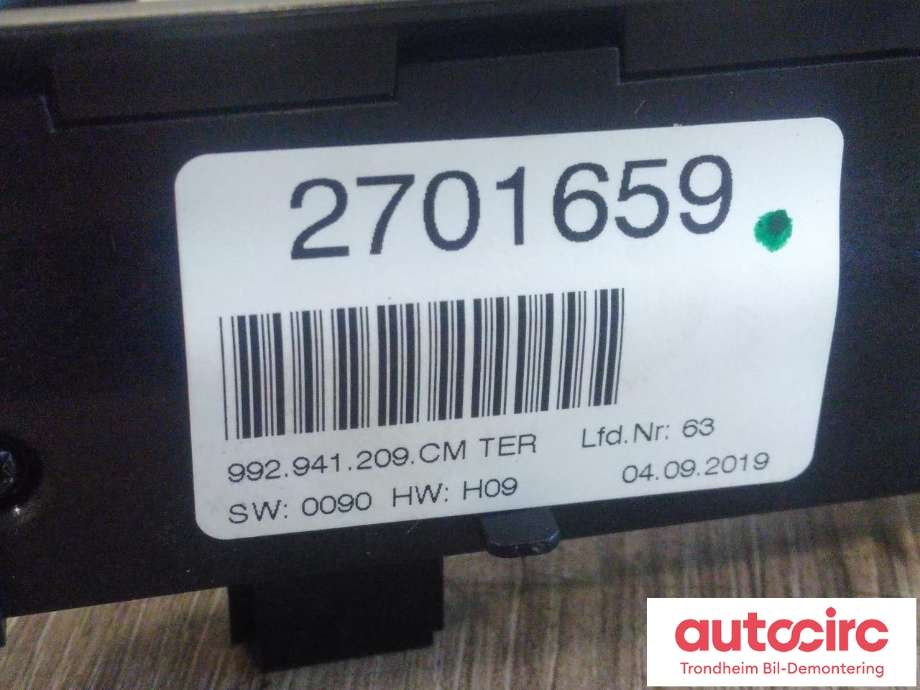 Bryter diverse til Porsche 911 2019-->> 992 992 (..|992941209CM|992941209CM TER|)