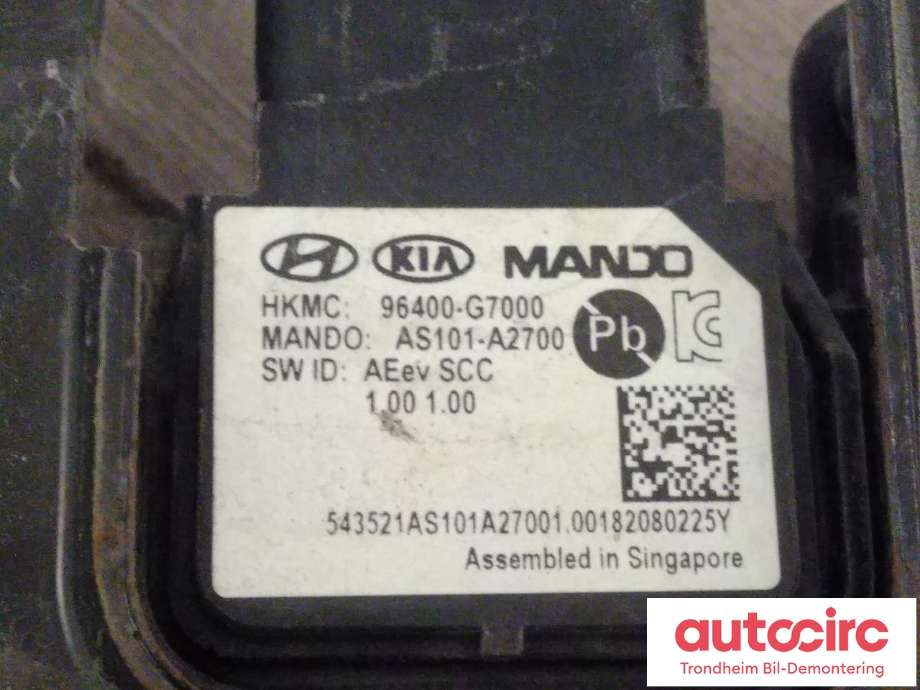 Sensor radar til Hyundai Ioniq Electric 2016-2019 (Fase 1)  (MANDO|96400-G7000|AS101-A2700|)