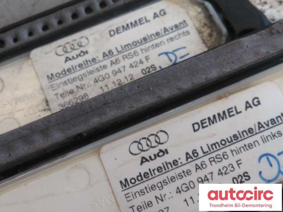 Lister til Audi RS6 2013-2018  (DØRKLIST H OG V BAK M LYS|4G0947424F|4G0947423F|4G0 947 424 F| 4G0 947 423 F)