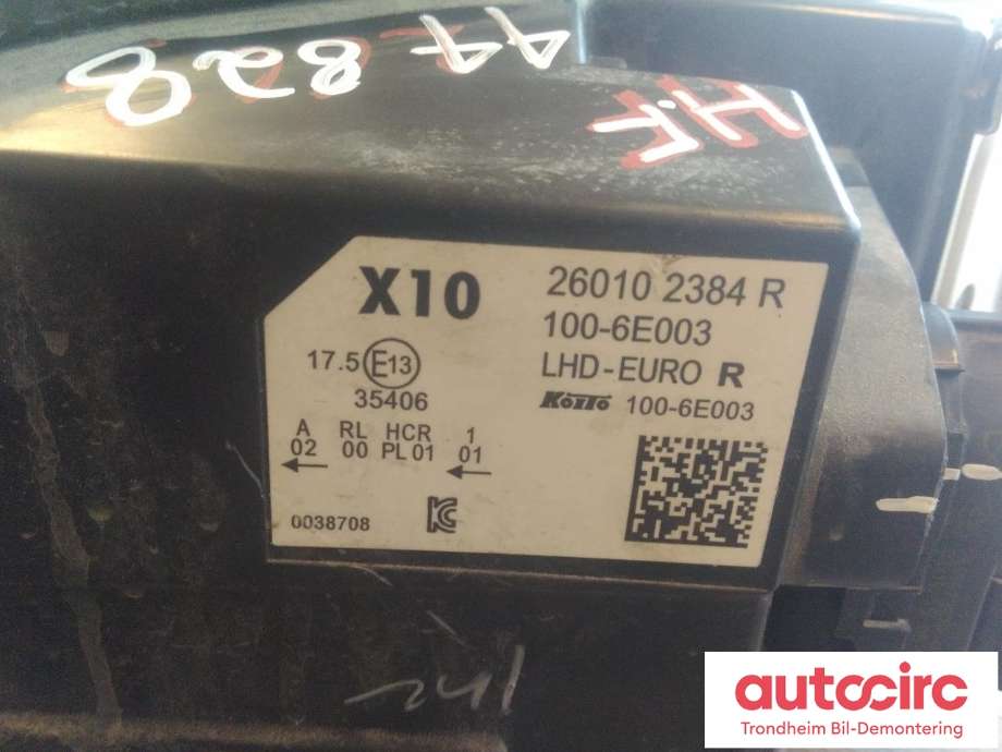 Frontlykt høyre full-LED til Renault Zoe 2019-->> (Fase 2) (KOITO|260102384R|100-6E003|)