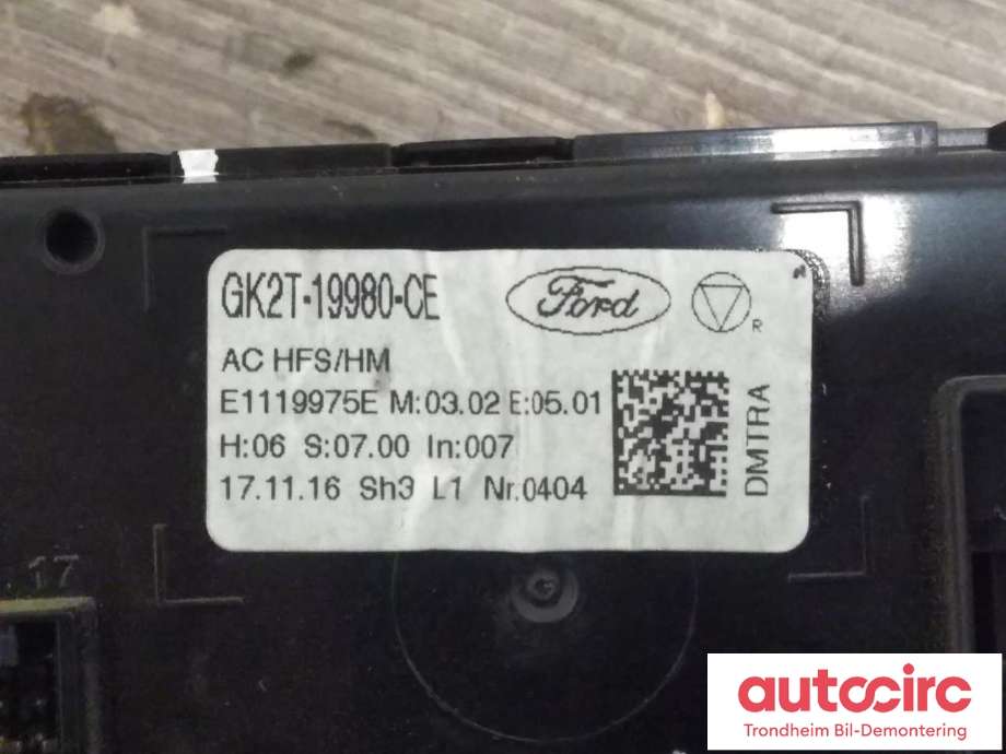 Varmeapparat betjening til Ford Transit 2014-->>  (..|GK2T-19980-CE|2029656|)