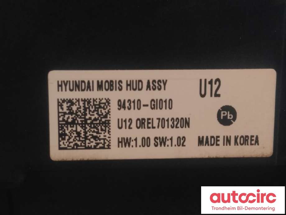 Instrument head-up display (HUD) til Hyundai Ioniq 5 2021-->>  (MOBIS|94310-GI010|)