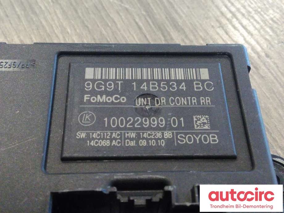 Styreenhet dør venstre bak til Volvo XC60 2008-2013 (Type I, Fase 1)  (FOMOCO|1002299901|9G9T-14B534-BC|31318368)
