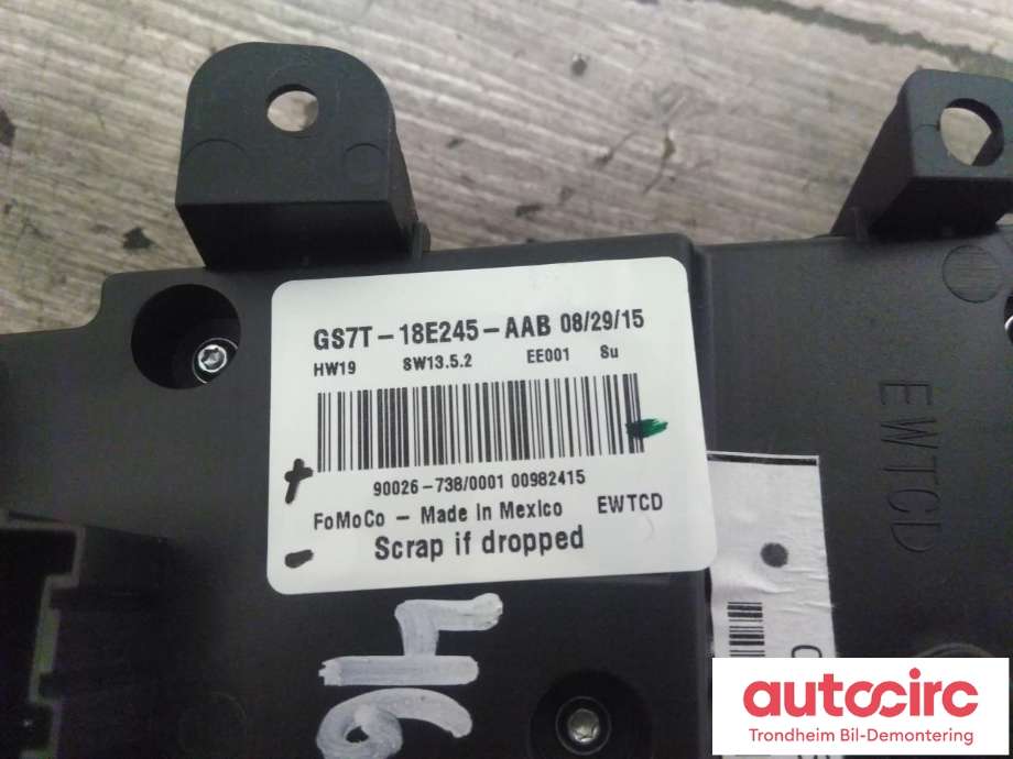 Varmeapparat betjening til Ford Mondeo 2014-2019 (Type V, Fase 1)  (FOMOCO|GS7T-18E245-AAB|2030037|HS7T-18E245-AAB)