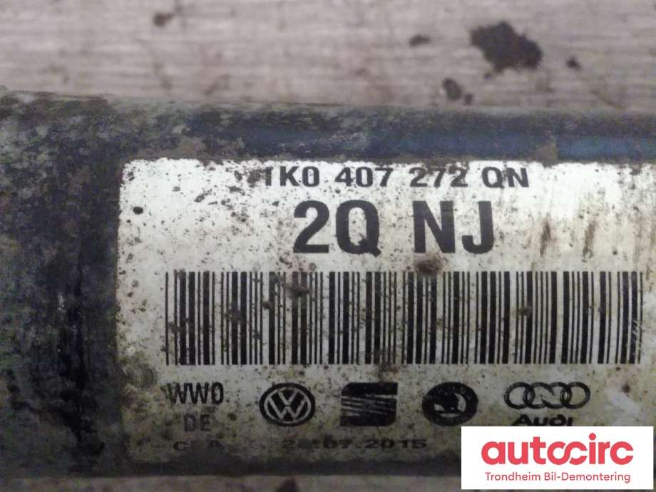 Drivaksel høyre foran, diesel/manuell til VW Golf VII 2012-2017 (Fase 1)  (..|1K0407272QN|5K0407272FF|)