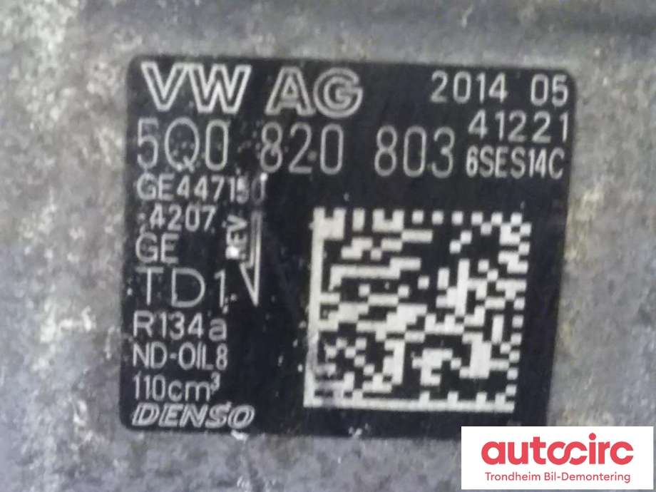 Aircondition kompressor til VW Golf Sportsvan 2014-2018  (..|5Q0820803|5Q0820803F|5Q0820803K)